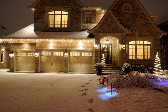 snowy home at christmas